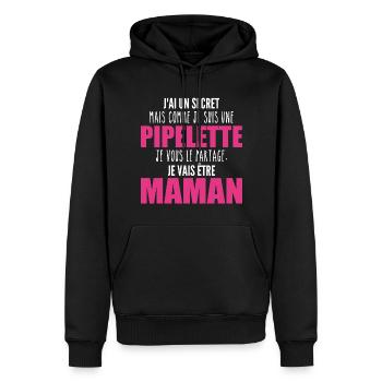 je suis une future maman pipelette ! future maman - Sweat à capuche Premium bio Homme - noir - Devant - Nico (187cm)