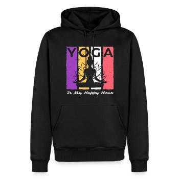 Yoga Is My Happy Hour Vintage Yoga Saying - Männer Premium Bio Hoodie - Schwarz - Vorne - Nico (187cm)