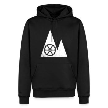 FAHRRAD BERGE DOWNHILL KETTENBLATT COOLES SHIRT - Männer Premium Bio Hoodie - Schwarz - Vorne - Nico (187cm)