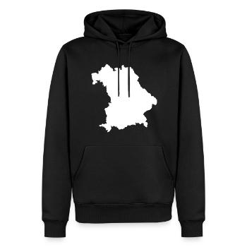 Bayern Karte - Männer Premium Bio Hoodie - Schwarz - Vorne - Nico (187cm)