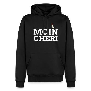 Moin Cherie | Moin Love Mer du Nord Mer Baltique drôle - Sweat à capuche Premium bio Homme - noir - Devant - Nico (187cm)