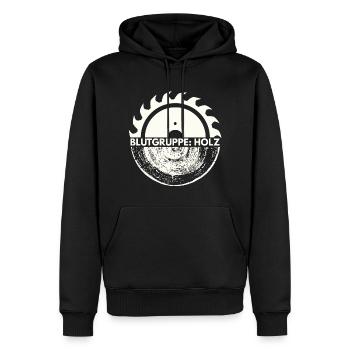 Blutgruppe Holz | Funshirt Handwerker witzig - Männer Premium Bio Hoodie - Schwarz - Vorne - Nico (187cm)