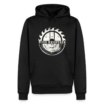 Wood Whisperer | Funshirt Handwerker Vaterttag - Männer Premium Bio Hoodie - Schwarz - Vorne - Nico (187cm)