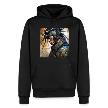 Stolzer Samurai mit Tattoo Japan Asia Ninja Kendo - Männer Premium Bio Hoodie - Schwarz - Vorne - Nico (187cm)