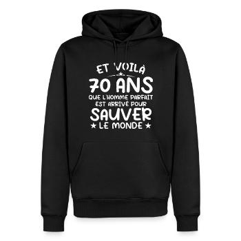 70 Jahre altes Geschenk 70 Jahre originelles Geschenk Männer 70 Jahre - Männer Premium Bio Hoodie - Schwarz - Vorne - Nico (187cm)