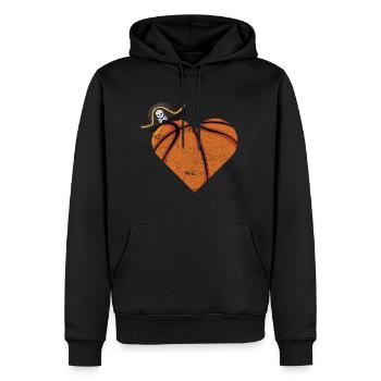 Basketball Herz Pirat Geschenk - Männer Premium Bio Hoodie - Schwarz - Vorne - Nico (187cm)