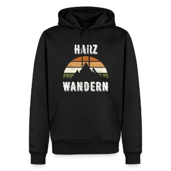 Harz Natur wandern Berge Geschenkidee - Männer Premium Bio Hoodie - Schwarz - Vorne - Nico (187cm)