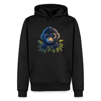 Baby Gorilla Cartoon Illustration - Männer Premium Bio Hoodie - Schwarz - Vorne - Nico (187cm)