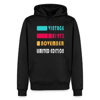 Novembre 1973 Vintage anniversaire Vintage cadeau - Sweat à capuche Premium bio Homme - noir - Devant - Nico (187cm)