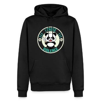 I Choose Violence Funny Cute Panda Holding Knife - Men’s Premium Organic Hoodie - black - Front - Nico (187cm)