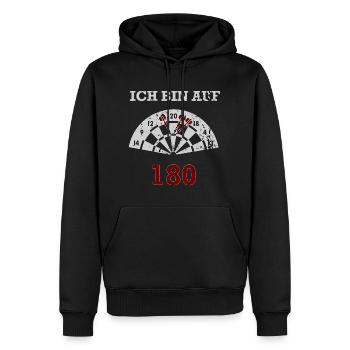 Darts Ich bin auf 180 - Männer Premium Bio Hoodie - Schwarz - Vorne - Nico (187cm)