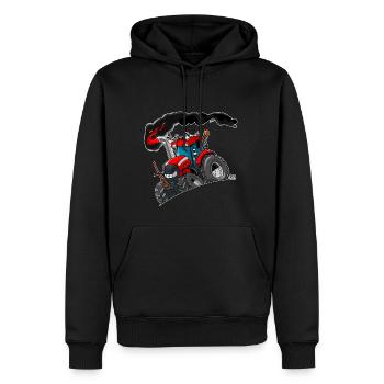ROTER TRAKTOR weißer Rand - Männer Premium Bio Hoodie - Schwarz - Vorne - Nico (187cm)
