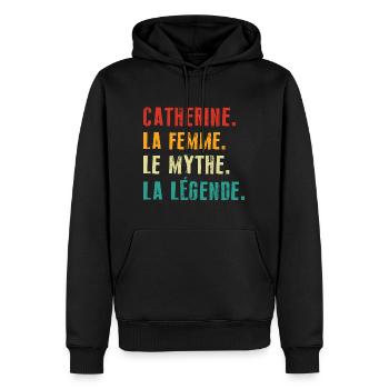 Cadeau Catherine la femme le mythe la légende - Sweat à capuche Premium bio Homme - noir - Devant - Nico (187cm)