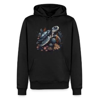 Schildkröte Tier Korallen - Männer Premium Bio Hoodie - Schwarz - Vorne - Nico (187cm)