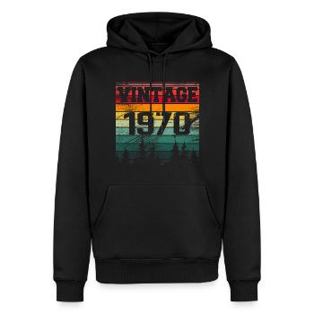 1970 Vintage Geburtstagsgeschenk 1970 Retro - Männer Premium Bio Hoodie - Schwarz - Vorne - Nico (187cm)