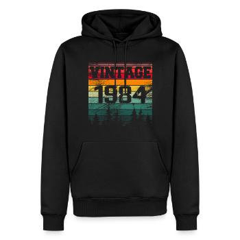 1984 Cadeau D'anniversaire Vintage 1984 Rétro - Sweat à capuche Premium bio Homme - noir - Devant - Nico (187cm)