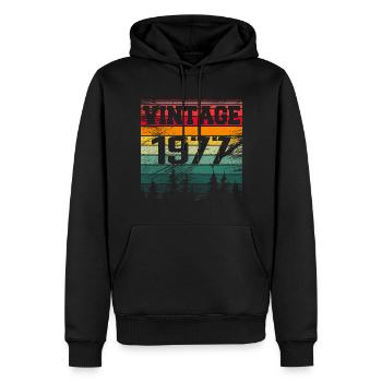 1977 Vintage Geburtstagsgeschenk 1977 Retro - Männer Premium Bio Hoodie - Schwarz - Vorne - Nico (187cm)