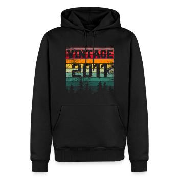 2011 Vintage Geburtstagsgeschenk 2011 Retro - Männer Premium Bio Hoodie - Schwarz - Vorne - Nico (187cm)