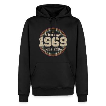 1969 Retro Vintage Geburtstag geboren in - 1969 - Männer Premium Bio Hoodie - Schwarz - Vorne - Nico (187cm)
