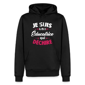 Je Suis Une éducatrice Qui Déchire - Sweat à capuche Premium bio Homme - noir - Devant - Nico (187cm)