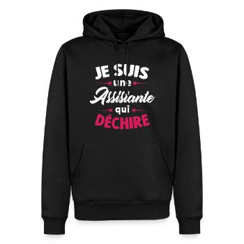 Je Suis Une Assistante Qui Déchire - Sweat à capuche Premium bio Homme - noir - Devant - Nico (187cm)