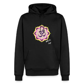 OM mantra - Sweat à capuche Premium bio Homme - noir - Devant - Nico (187cm)