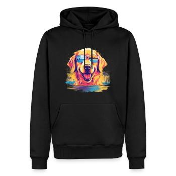 Funny Golden Retriever Dog With Sunglasses - Men’s Premium Organic Hoodie - black - Front - Nico (187cm)