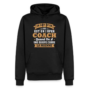 On sait qu'on est un super coach - Sweat à capuche Premium bio Homme - noir - Devant - Nico (187cm)