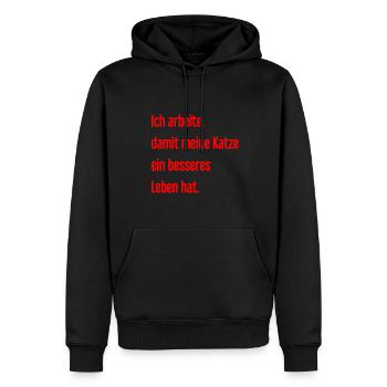 Für ein besseres Katzenleben arbeite ich! - Männer Premium Bio Hoodie - Schwarz - Vorne - Nico (187cm)