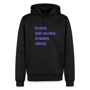 Für ein besseres Katzenleben arbeite ich! - Männer Premium Bio Hoodie - Schwarz - Vorne - Nico (187cm)