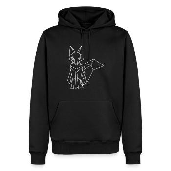 Polygon Fuchs – Geometrisches Kunstwerk - Männer Premium Bio Hoodie - Schwarz - Vorne - Nico (187cm)