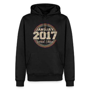 Les légendes sont nées en janvier 2017 - Sweat à capuche Premium bio Homme - noir - Devant - Nico (187cm)