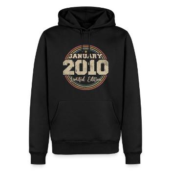 Les légendes sont nées en janvier 2010 - Sweat à capuche Premium bio Homme - noir - Devant - Nico (187cm)