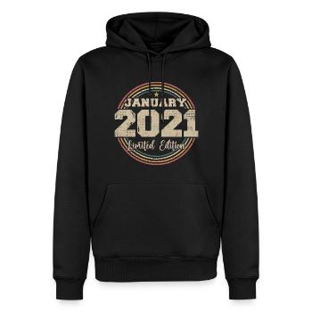 Les légendes sont nées en janvier 2021 - Sweat à capuche Premium bio Homme - noir - Devant - Nico (187cm)