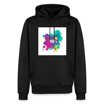 90er-Jahre-Vibes - Männer Premium Bio Hoodie - Schwarz - Vorne - Nico (187cm)