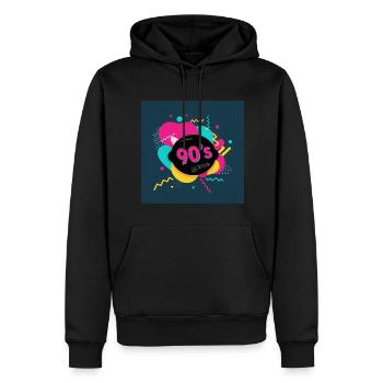 90er-Jahre-Vibes - Männer Premium Bio Hoodie - Schwarz - Vorne - Nico (187cm)