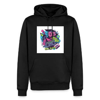 90s vibes: Walkman, cassette and co. - Men’s Premium Organic Hoodie - black - Front - Nico (187cm)