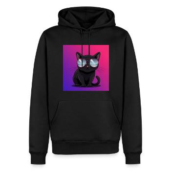 Coole Katze mit Sonnenbrille - Männer Premium Bio Hoodie - Schwarz - Vorne - Nico (187cm)