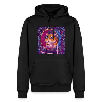 Lustiges Hamster im Hamsterrad - Comic Vibes - Männer Premium Bio Hoodie - Schwarz - Vorne - Nico (187cm)