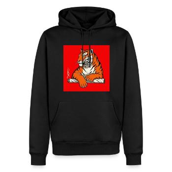 Rauchender Tiger - Comic Vibes - Männer Premium Bio Hoodie - Schwarz - Vorne - Nico (187cm)