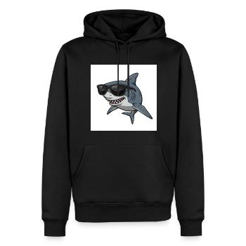 Cooler Hai mit Sonnenbrille - Männer Premium Bio Hoodie - Schwarz - Vorne - Nico (187cm)