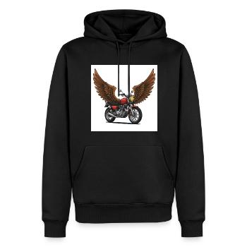 Futuristisches Motorrad mit Flügeln - Männer Premium Bio Hoodie - Schwarz - Vorne - Nico (187cm)