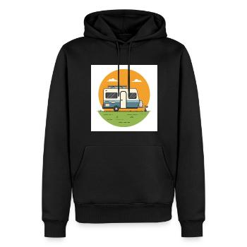 Camping - Freiheit - Urlaub - Männer Premium Bio Hoodie - Schwarz - Vorne - Nico (187cm)