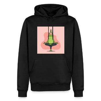 Der Yoga-Frosch: Entspannung und Balance - Männer Premium Bio Hoodie - Schwarz - Vorne - Nico (187cm)
