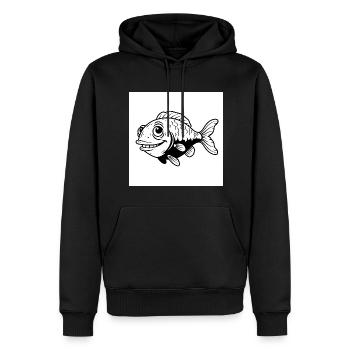 Fisch, Fun, Flossen - Ich bin der Chef im Teich - Männer Premium Bio Hoodie - Schwarz - Vorne - Nico (187cm)