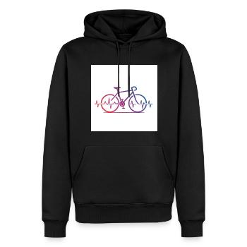 Puls hoch, Reifen runter – Mountainbike pur - Männer Premium Bio Hoodie - Schwarz - Vorne - Nico (187cm)