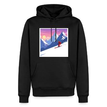 Die Schönheit der Berge erleben: Skifahren - Männer Premium Bio Hoodie - Schwarz - Vorne - Nico (187cm)