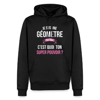 Géometre super pouvoir femme - Sweat à capuche Premium bio Homme - noir - Devant - Nico (187cm)