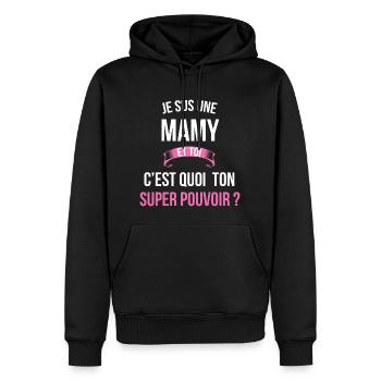 Mamy super pouvoir femme - Sweat à capuche Premium bio Homme - noir - Devant - Nico (187cm)
