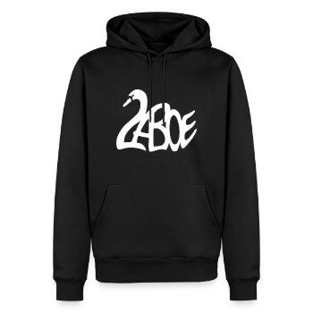 Laboe Schwan weiss - Männer Premium Bio Hoodie - Schwarz - Vorne - Nico (187cm)
